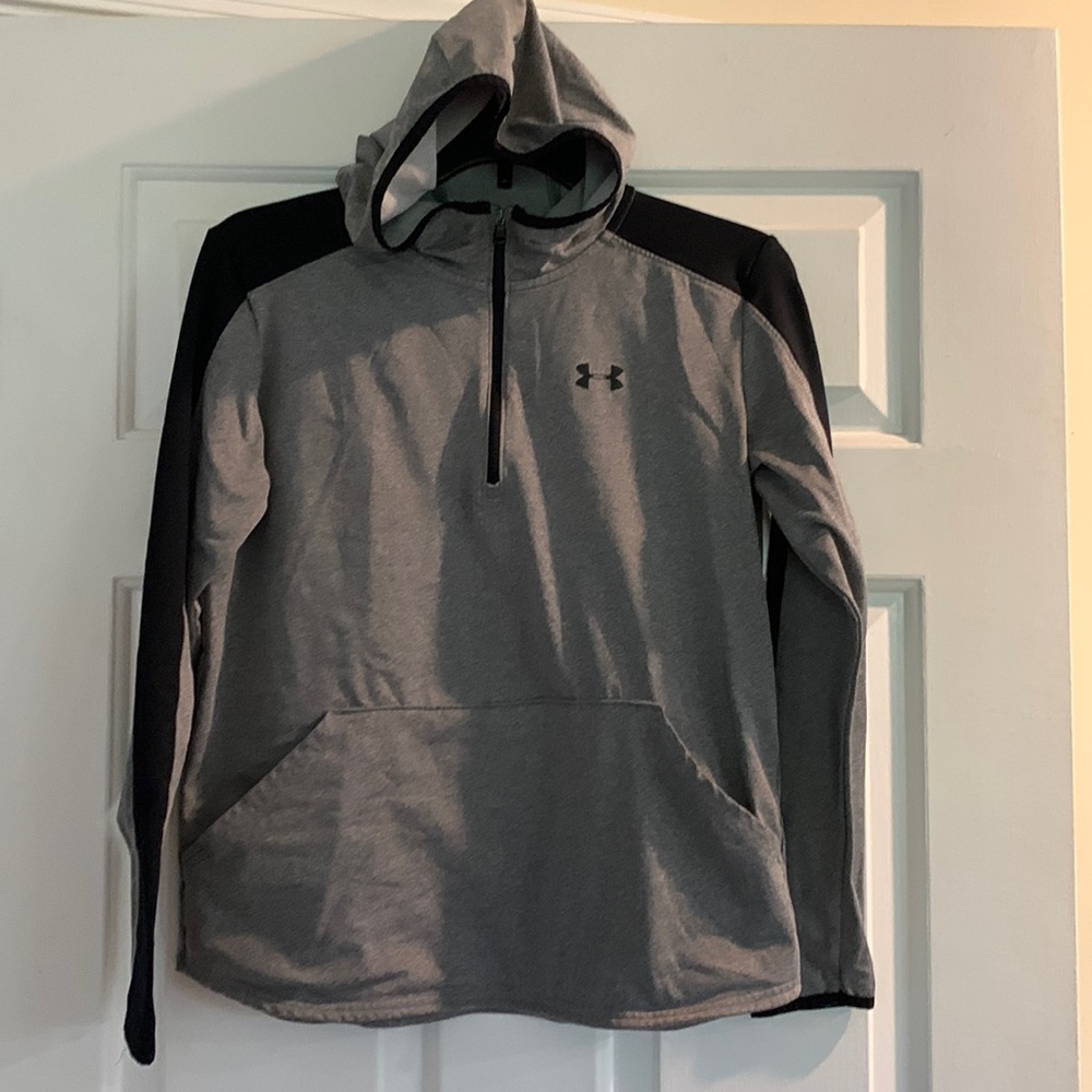 UNDER ARMOUR Cold Gear ATHLETIC HOODIE Quarter 1/4 zip loose fit youth XL gray